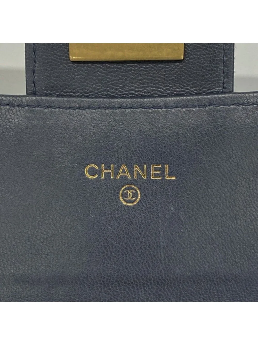 Chanel Wallet 2.55 Quilted Denim Navy Gold